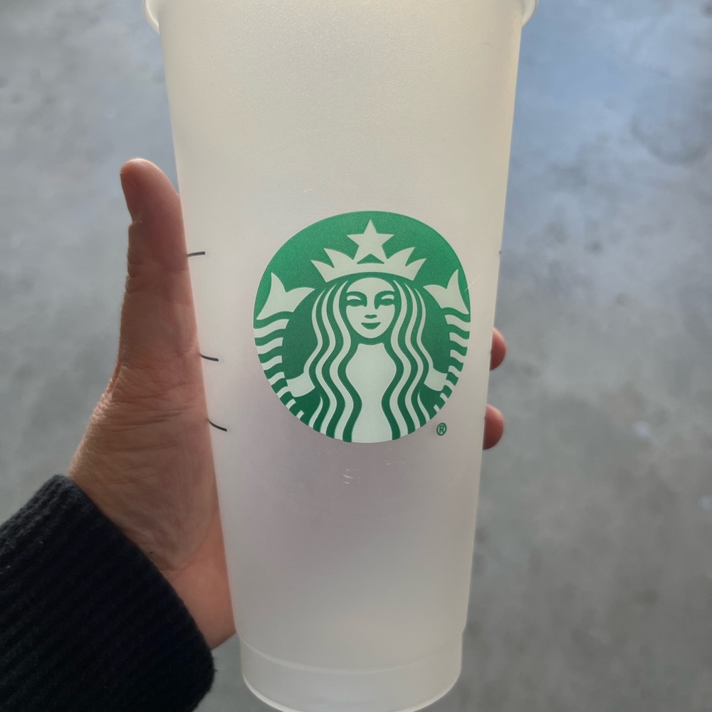 45 Starbucks Frosted Cup with Green Logo